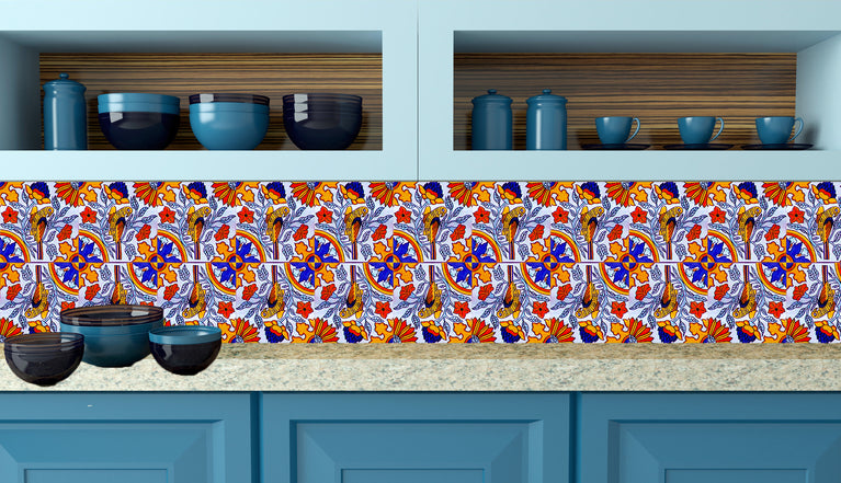 Talavera Bathroom Decals Set of 24 animal Azulejos Tiles Stickers Wallpaper Model - S4
