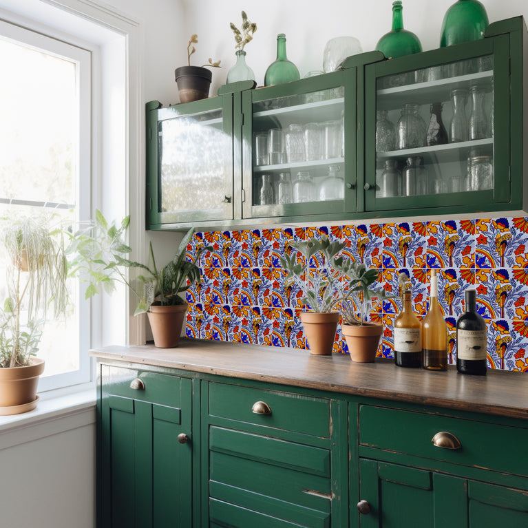 Talavera Bathroom Decals Set of 24 animal Azulejos Tiles Stickers Wallpaper Model - S4