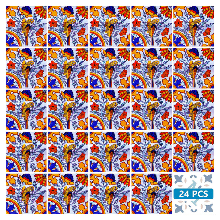 Talavera Bathroom Decals Set of 24 animal Azulejos Tiles Stickers Wallpaper Model - S4