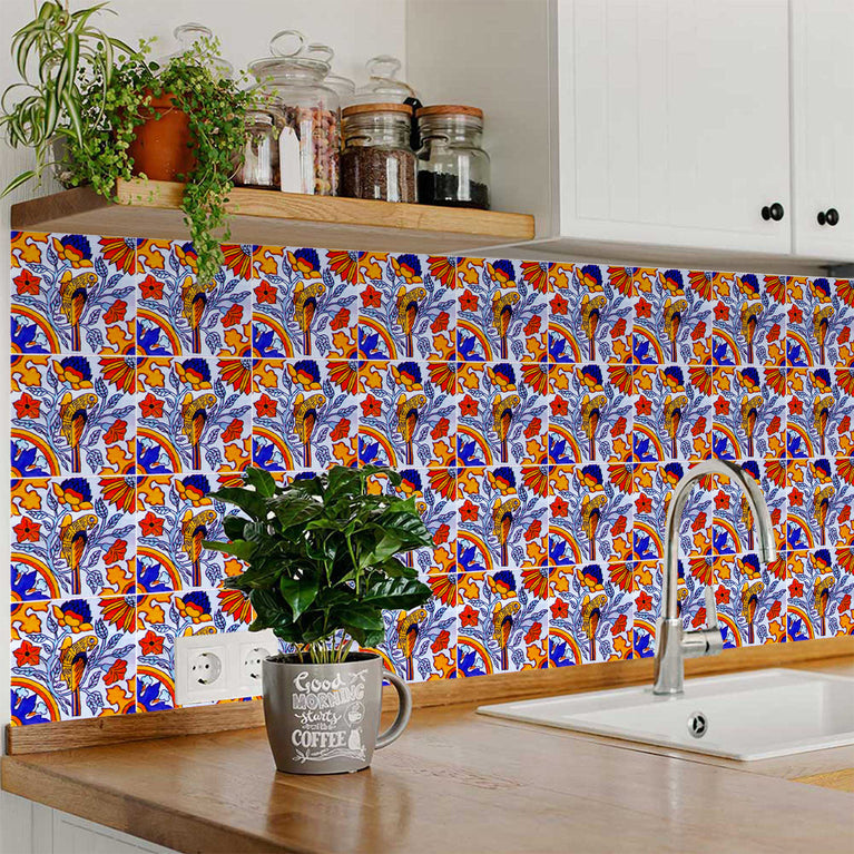 Talavera Bathroom Decals Set of 24 animal Azulejos Tiles Stickers Wallpaper Model - S4
