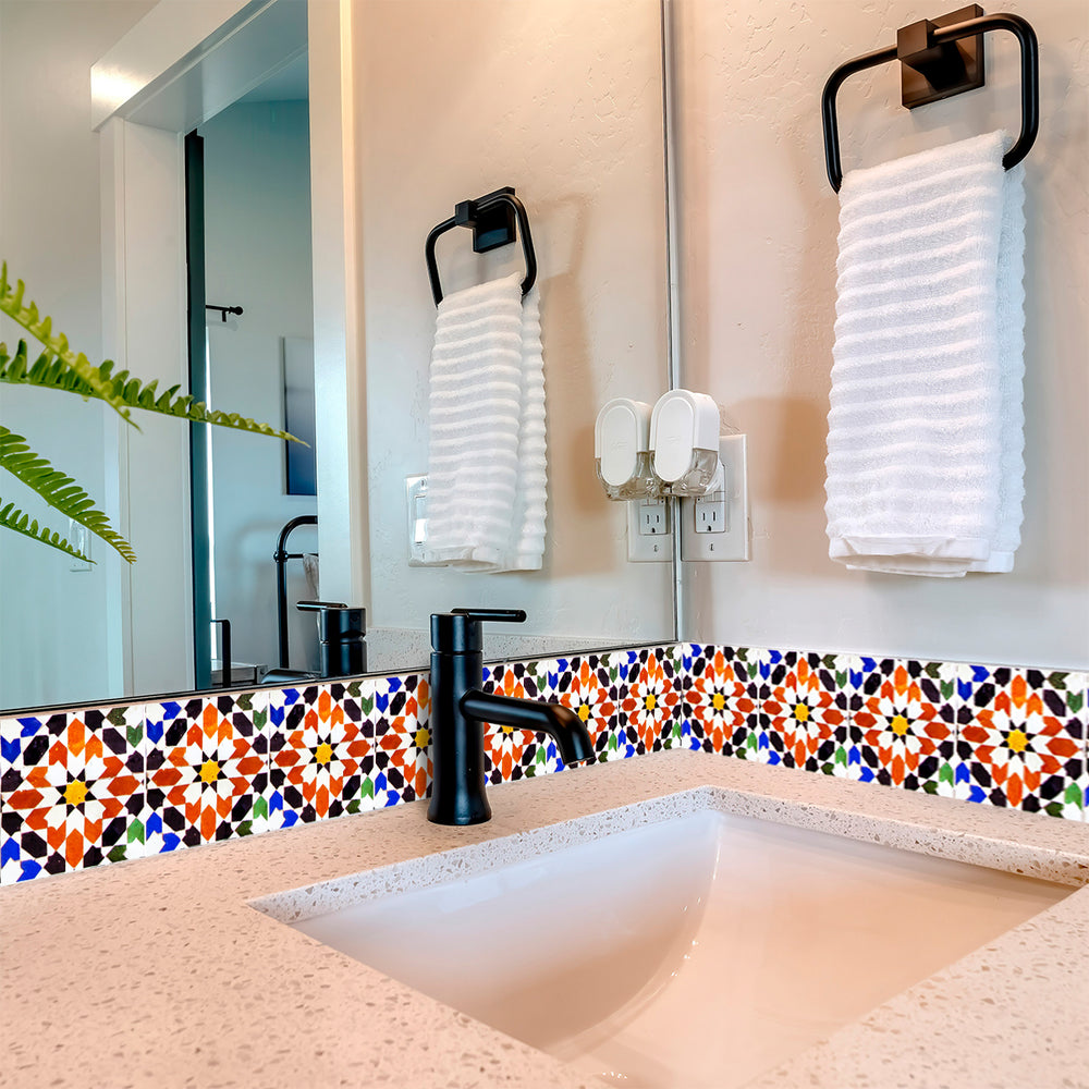 Vintage colorful Retro Backsplash easy installation Tile Stickers Model - S5