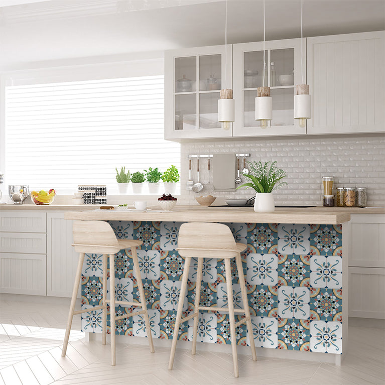 Blue And White Mexican Backsplash Tile Stickers Model - SB51