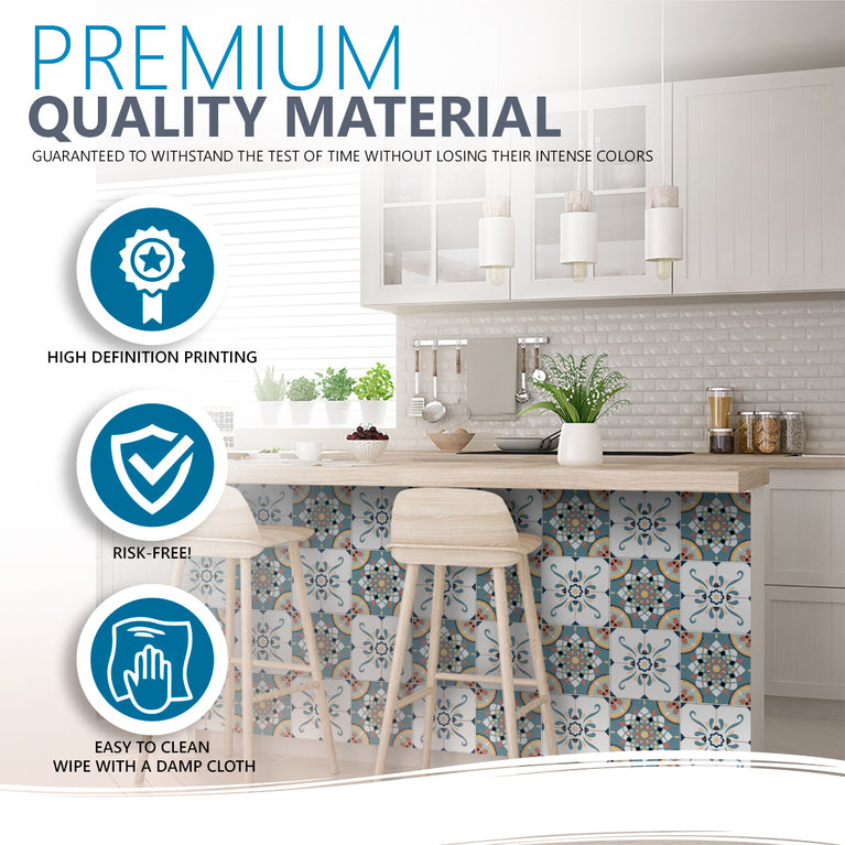 Blue And White Mexican Backsplash Tile Stickers Model - SB51