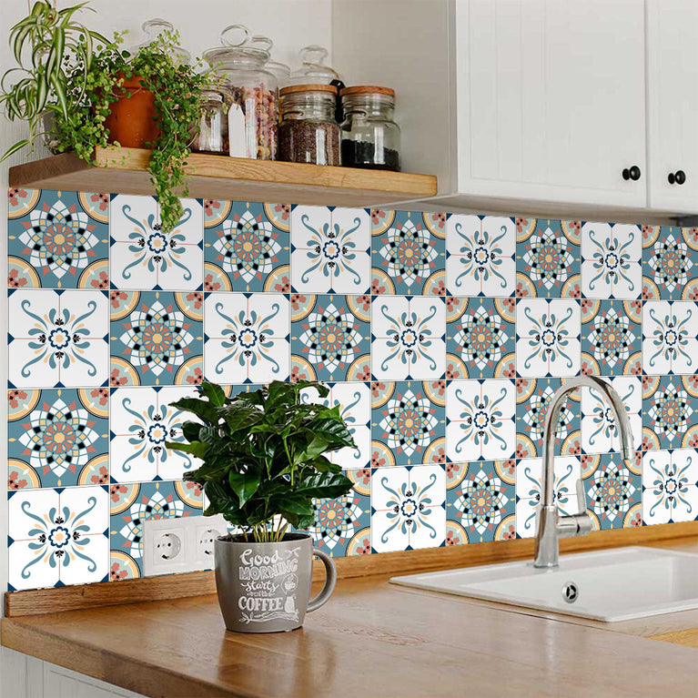 Blue And White Mexican Backsplash Tile Stickers Model - SB51