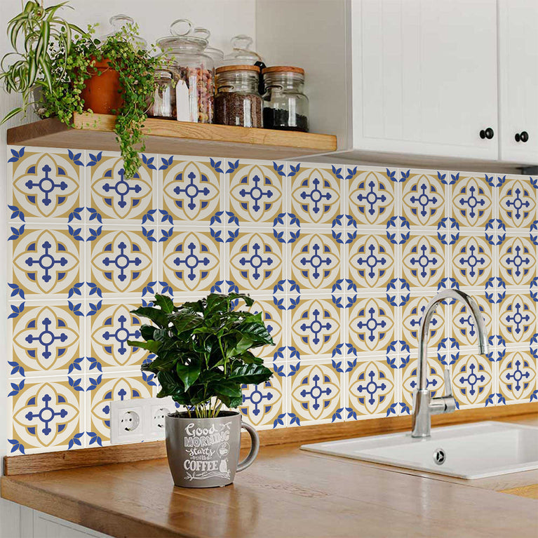 Authentic Pattern Style Blue and Yellow Look renovate your kitchen Model - SB55