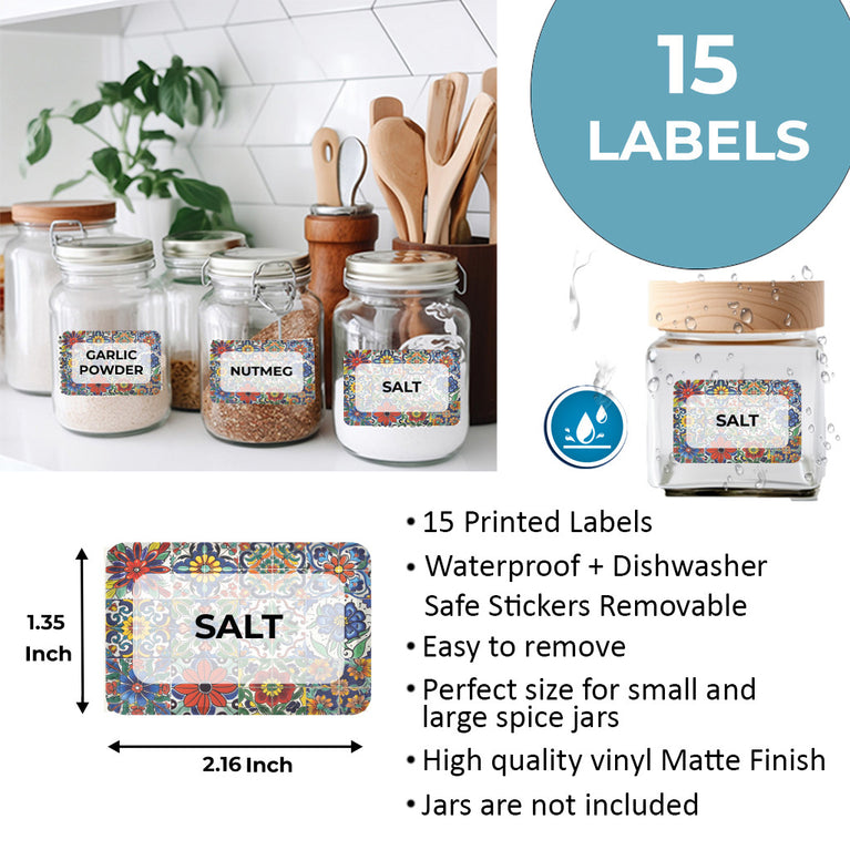 Organizing Jar Peel and stick Labels Matte Finish Vinyl Stickers Water Resistant Spices Labels removable