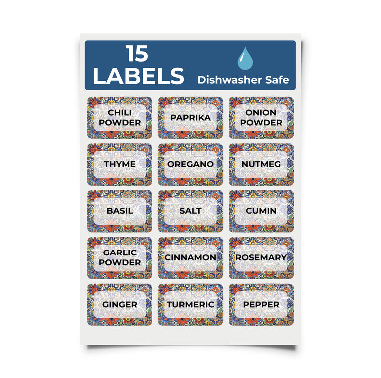 Organizing Jar Peel and stick Labels Matte Finish Vinyl Stickers Water Resistant Spices Labels removable