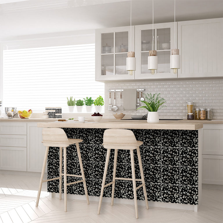 Black Terrazzo Design Easy-to-Install Peel and stick kitchen tile stickers Model - T7