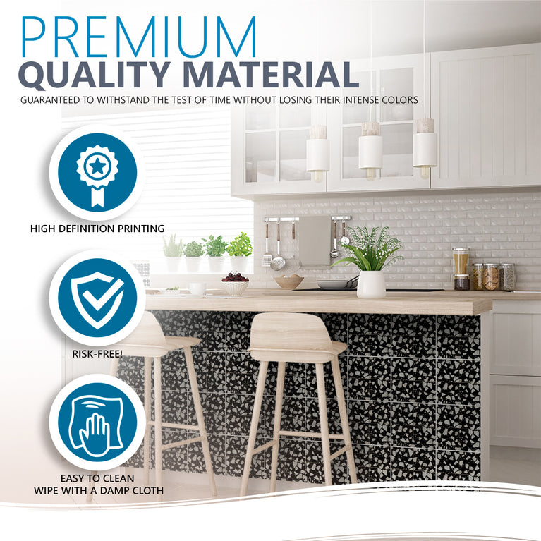 Black Terrazzo Design Easy-to-Install Peel and stick kitchen tile stickers Model - T7