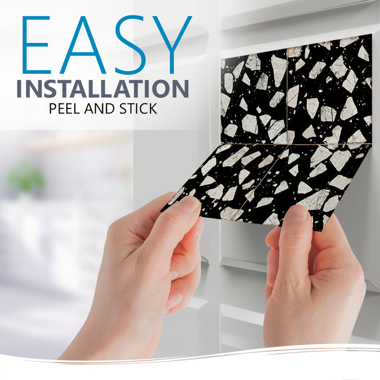 Black Terrazzo Design Easy-to-Install Peel and stick kitchen tile stickers Model - T7