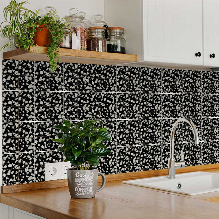 Black Terrazzo Design Easy-to-Install Peel and stick kitchen tile stickers Model - T7