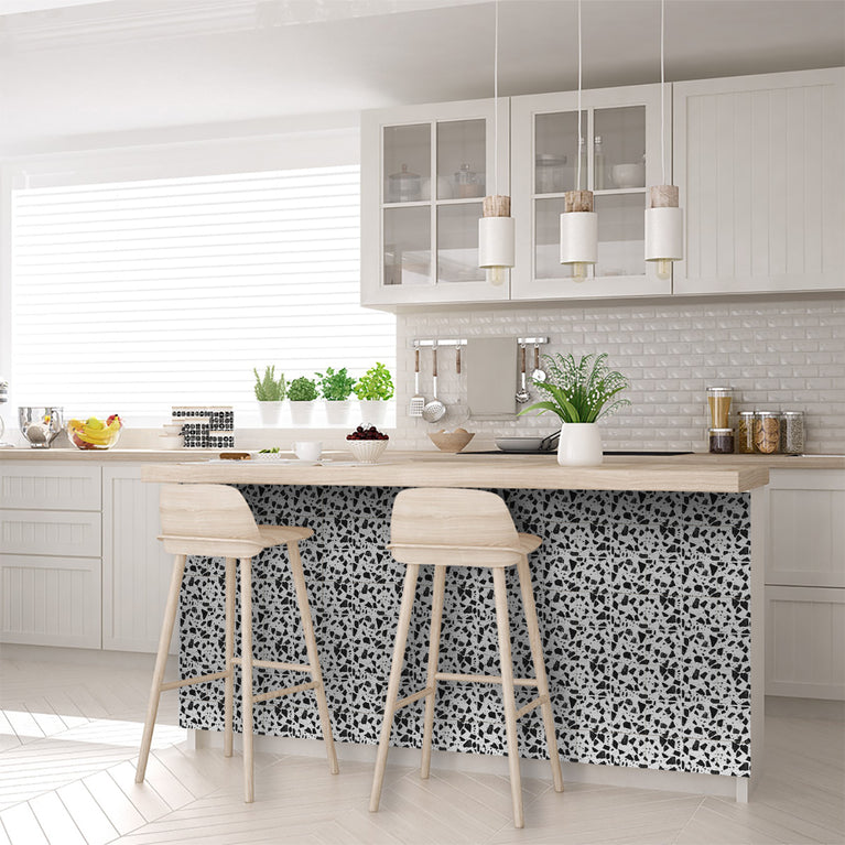 Black And White Terrazzo Design Easy-to-Install Peel and stick kitchen tile stickers Model - T8