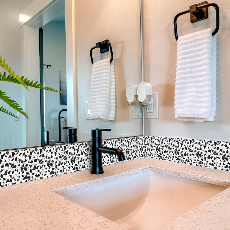 Black And White Terrazzo Design Easy-to-Install Peel and stick kitchen tile stickers Model - T8