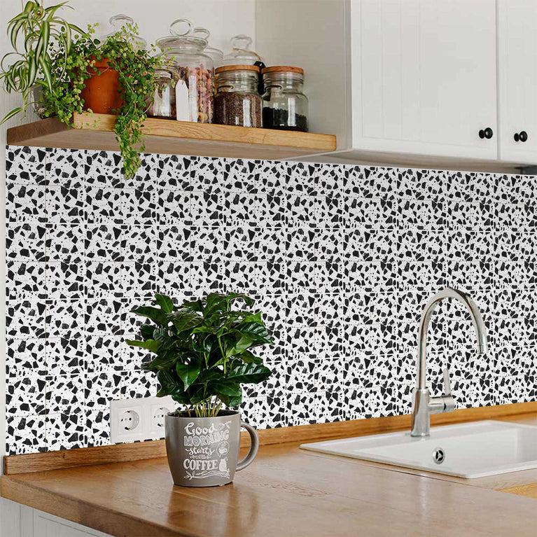 Black And White Terrazzo Design Easy-to-Install Peel and stick kitchen tile stickers Model - T8