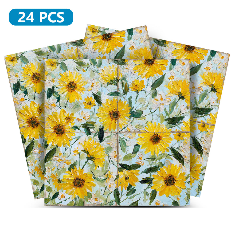 Sunflower Paint Tile Self-adhesive tiles Peel and stick stair treads Flower Peel and stick tile Kitchen Trends Vintage Decor Model -TS1
