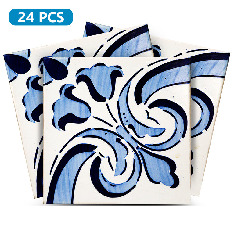 Blue White Design Tile Stickers Backsplash Easy Apply  Model - V6