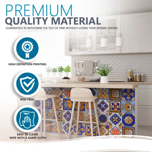 Blue and Orange Removable Tile Stickers self-adhesive wallpaper Model - M12
