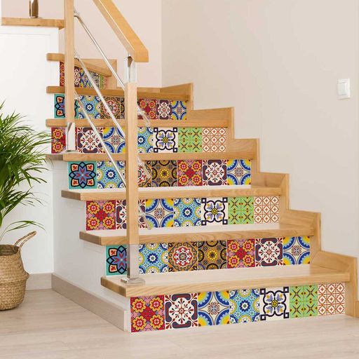 Multicolor Peel and Stick Tile Stickers variety of shapes and colors for your wall Model - C400