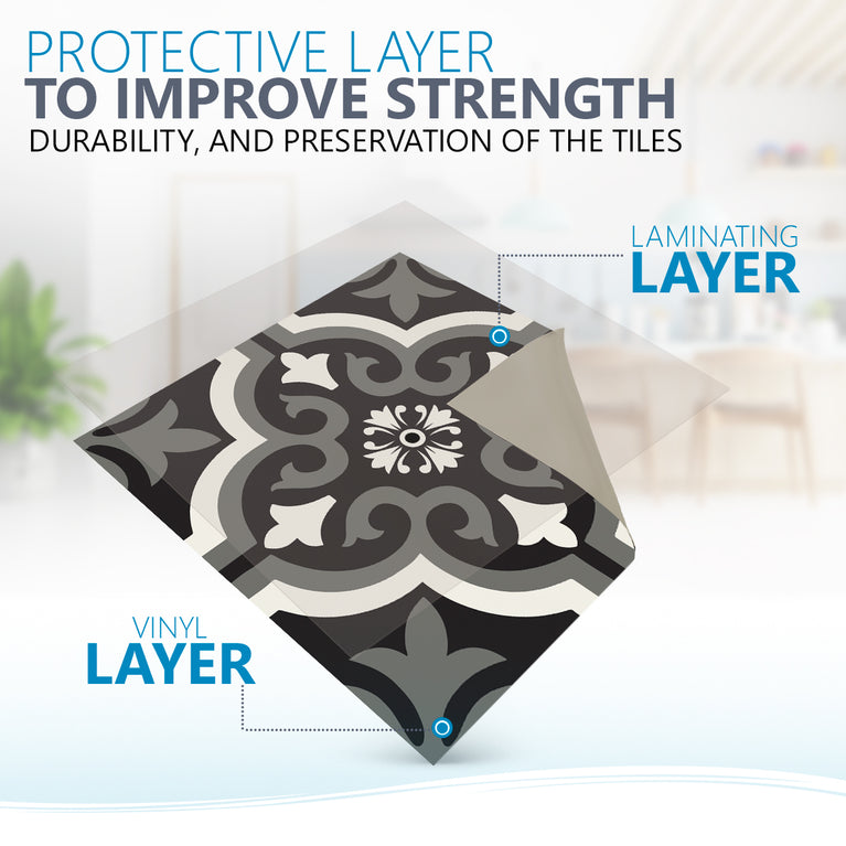 Peel-And-Stick Tile Stickers Upgrade Your Flooring with Our Durable Floor Tiles Model - B150