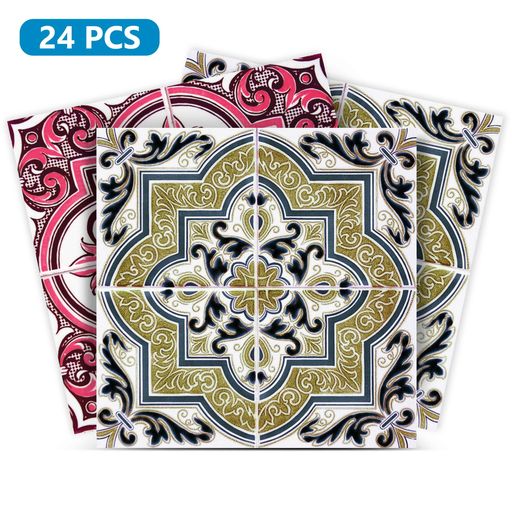 Green and Pink two patterns Spanish Mexican stickers for Home Renovations Model - H219