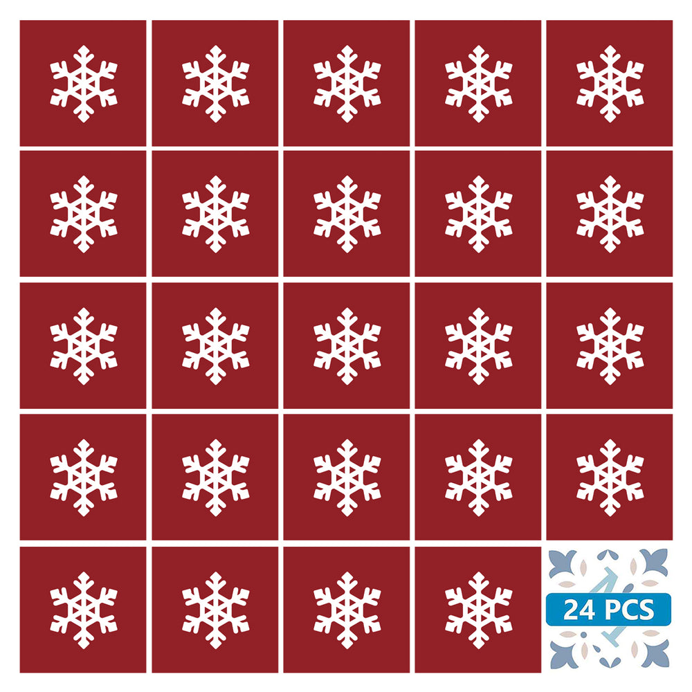 Snow flake shaped tile stickers beautiful chrisms Red Backsplash Model - CN04