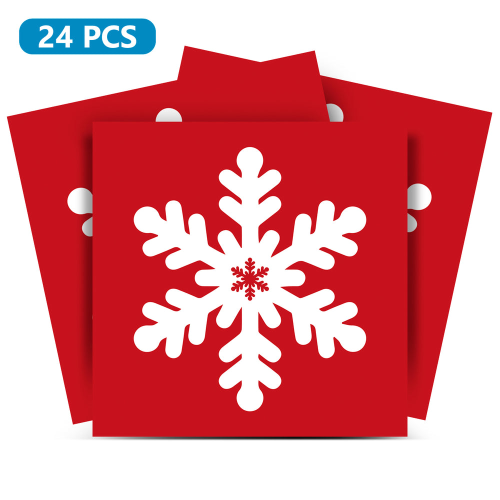 Peel and Stick chrisms Tile Stickers White snow flake on Red easy to install Model - CN05