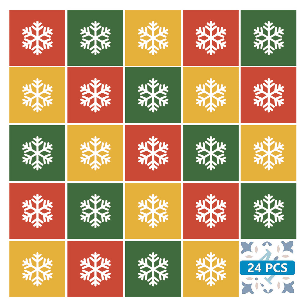 Three colors chrisms Tile Stickers snow flake shaped pattern colorful backsplash Model - CN06