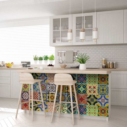 Mexican Tile Stickers multicolor tiles colored backsplash for home walls Model - C