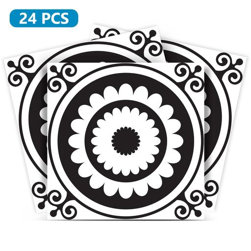 Circle pattern Black and White Tile Stickers for home decoration Model - BKW4