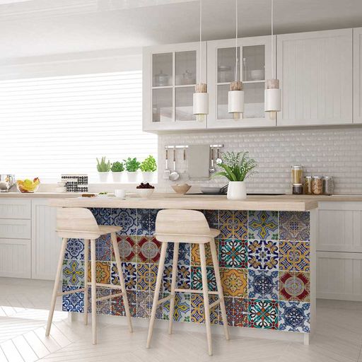 Vintage colorful backsplash Mexican Tile Stickers for kitchen tiles renovation Model - HA7