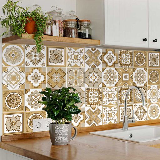 Peel and Stick Tile Stickers Brown and White different patterns Model - M9