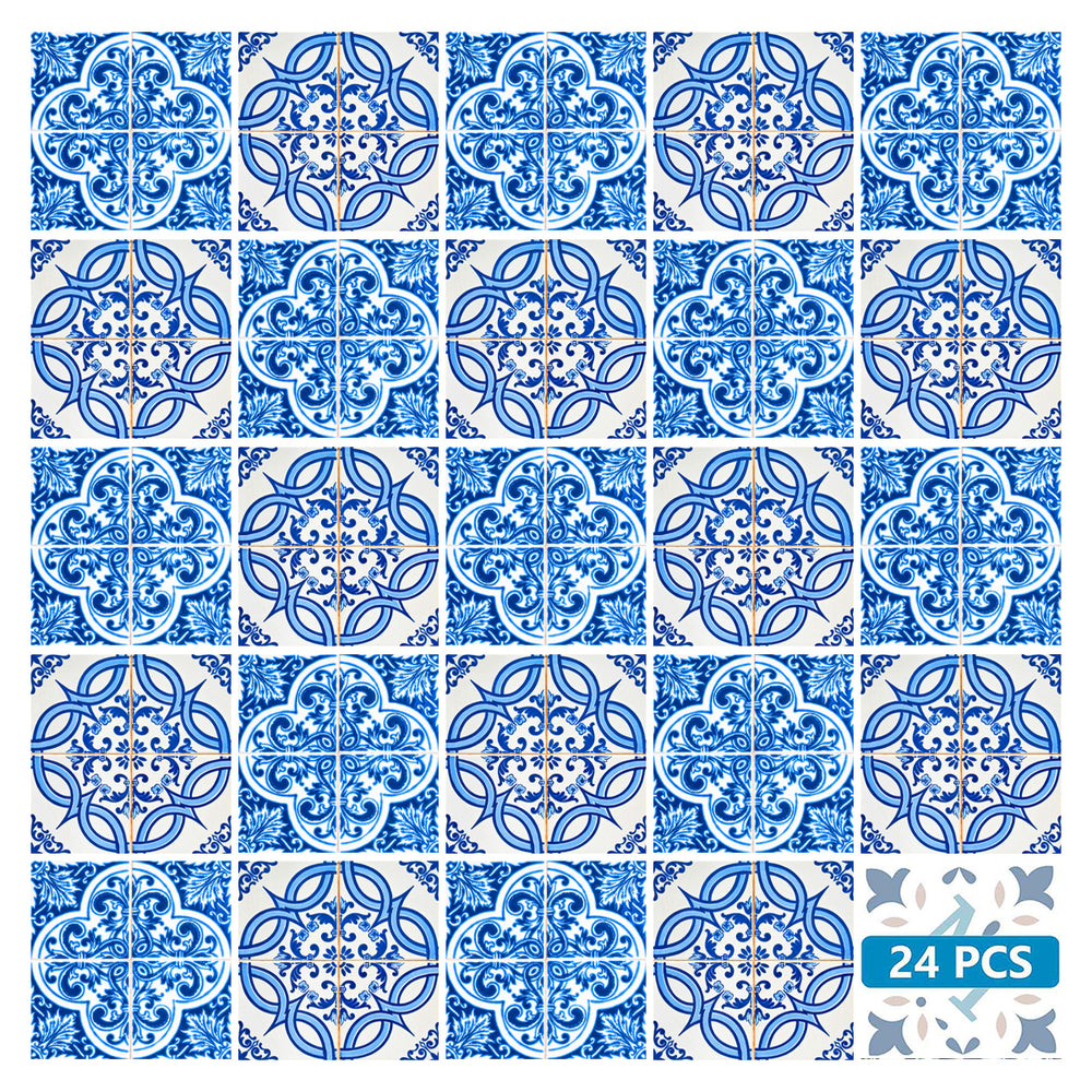 Blue backsplash two patterns peel and stick for bathroom Tile Stickers Model - H202