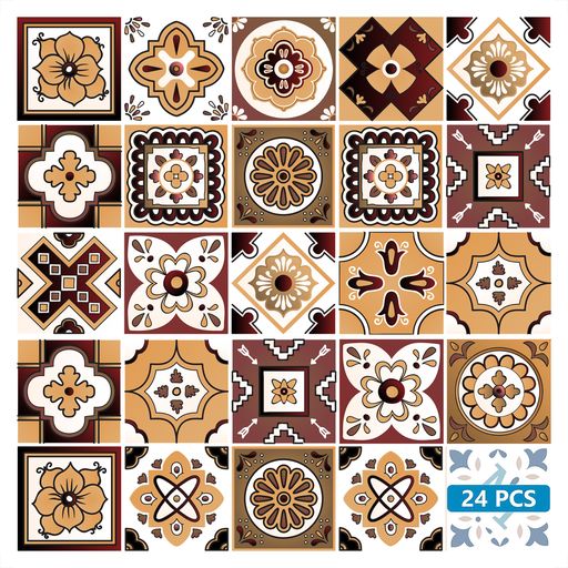 Dark Brown and Red colors for Home Renovations Easy to install tile stickers Model - M10