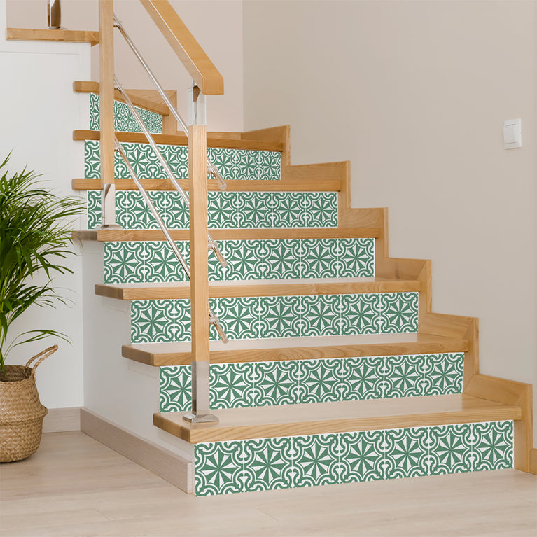 Green and White backsplash floor suitable Peel and Stick Tile Stickers Model  - K28