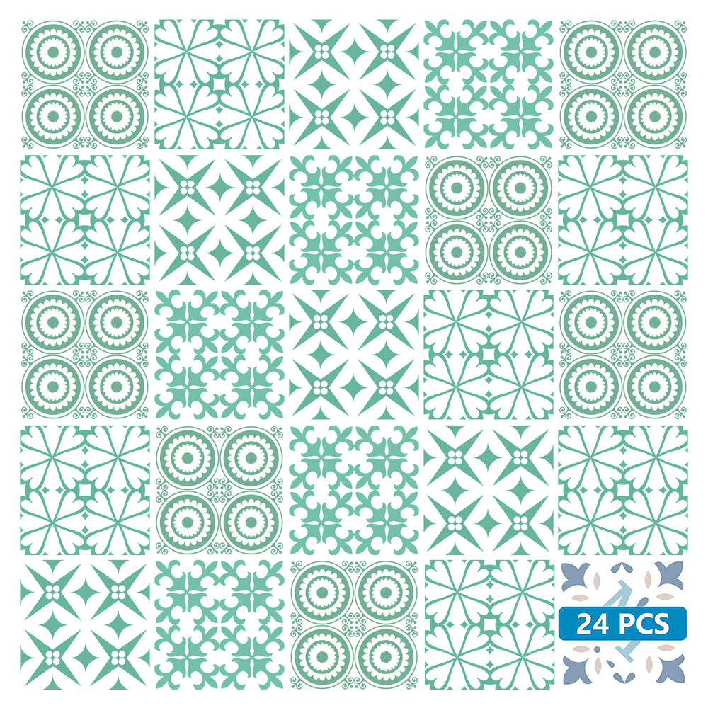 Green multiple patterns Tile Stickers for renovation of bathroom tiles Model - K402