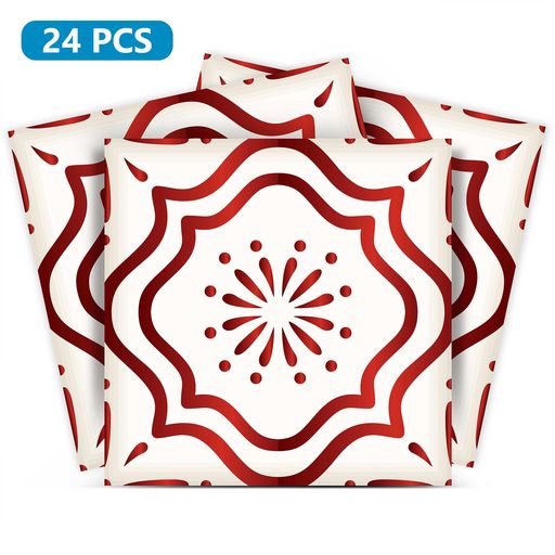 Beautiful Easy-to-Install Red Peel and stick Backsplash Tile stickers Model - B509