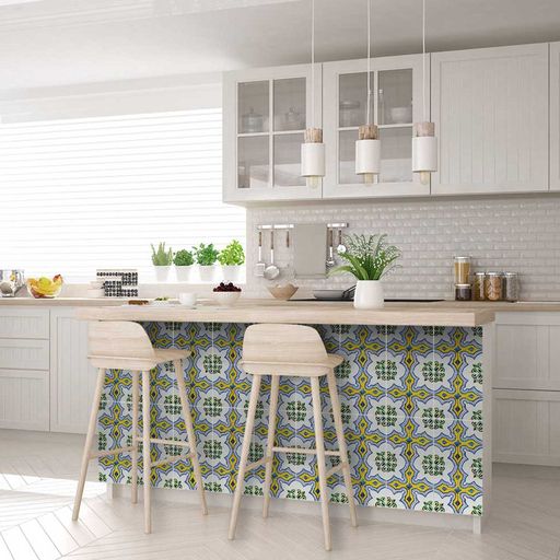 Yellow and White connecting pattern Tile Stickers wall tiles renovation Model - H51