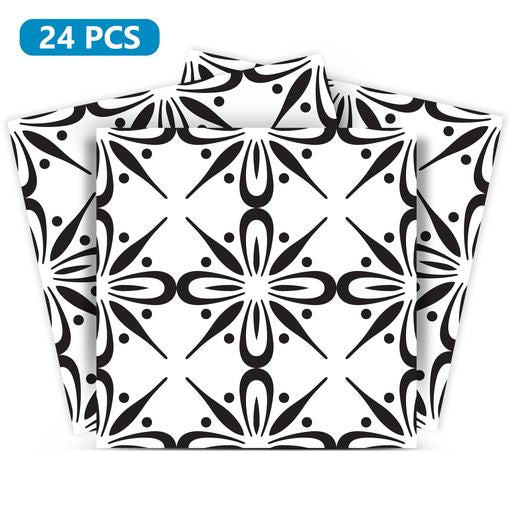 Pattern Black and White removable Tile Stickers for renters home design Model- BKW2