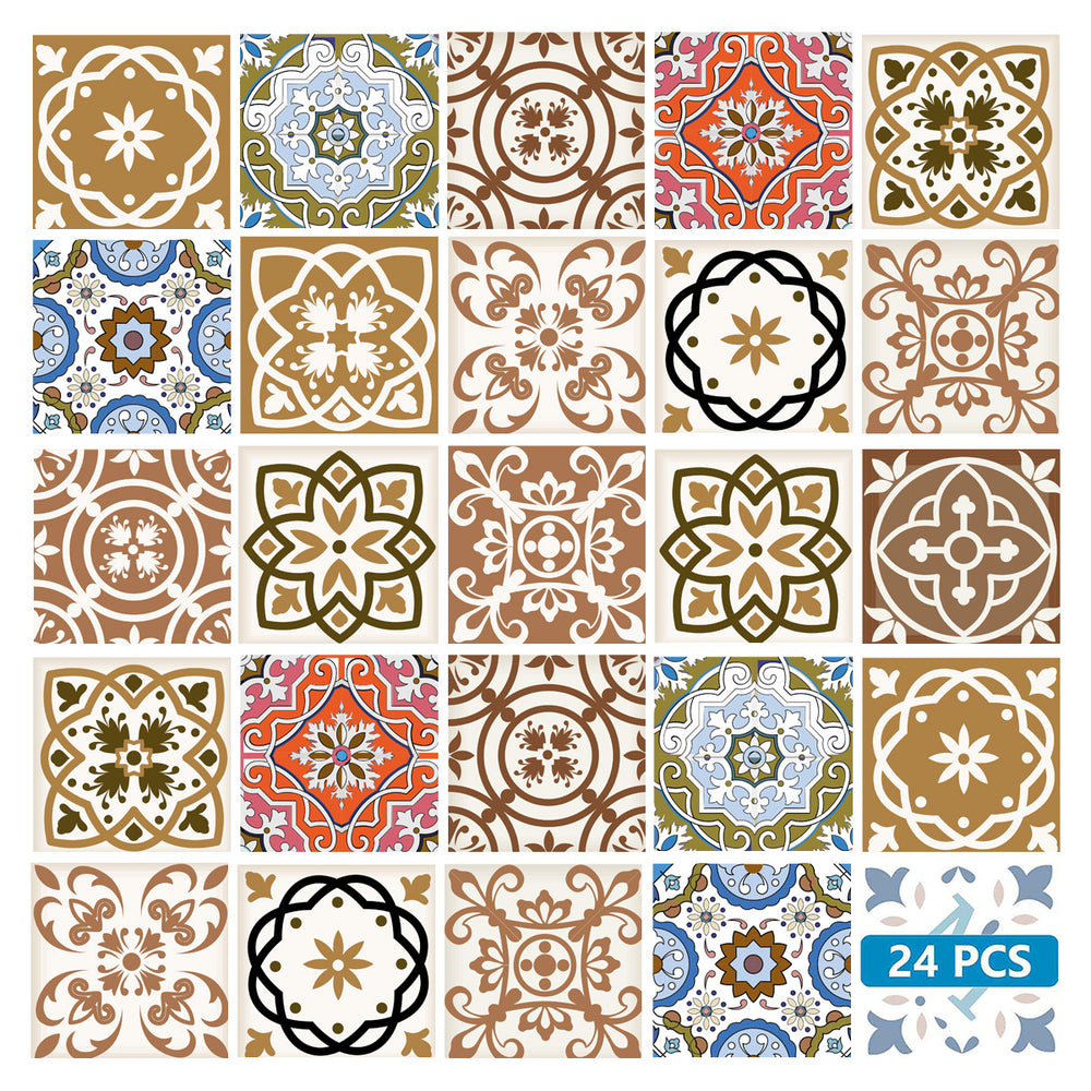 Brown Beautiful tile stickers multiple patterns floor suitable Model - SB12