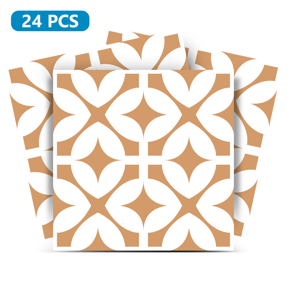 Orange and White Trendy pattern Peel and Stick kitchen Tile Stickers Model - SB1