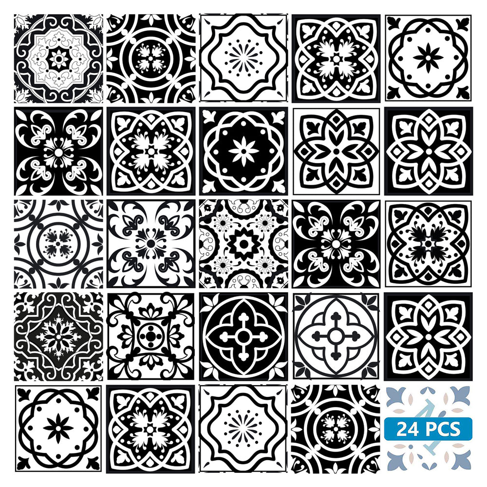 Black and White multiple patterns Tile Stickers for home renovation Model - SB39