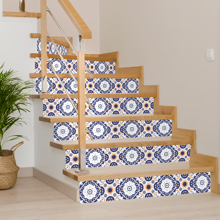 Two designs Blue and Orange Tiles floor suitable for home renovation Model - SB41