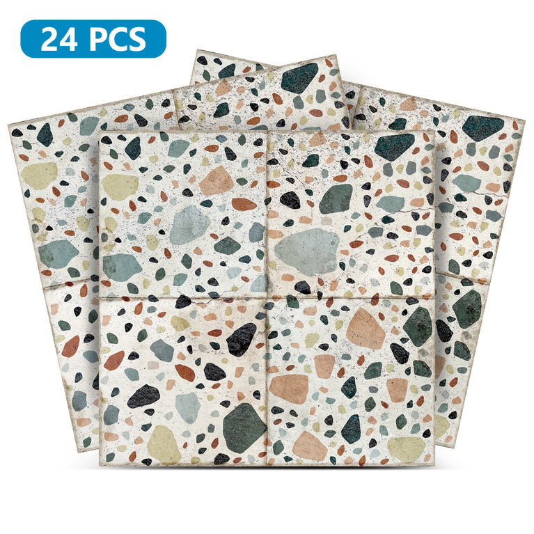 Terrazzo Design Peel And Stick Vintage White Tile Stickers Model - T6