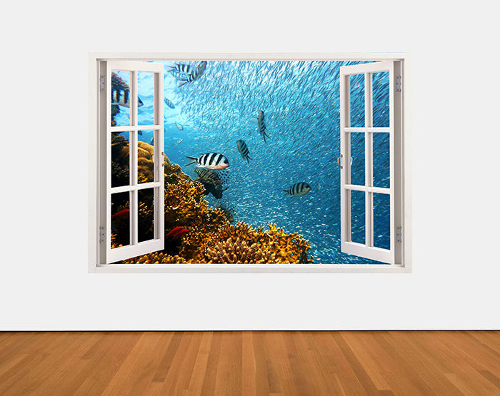 IMPRESSIVE 3D WINDOW WALL DECALS, REMOVABLE WALL STICKERS, WALL DECOR