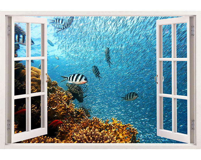 IMPRESSIVE 3D WINDOW WALL DECALS, REMOVABLE WALL STICKERS, WALL DECOR